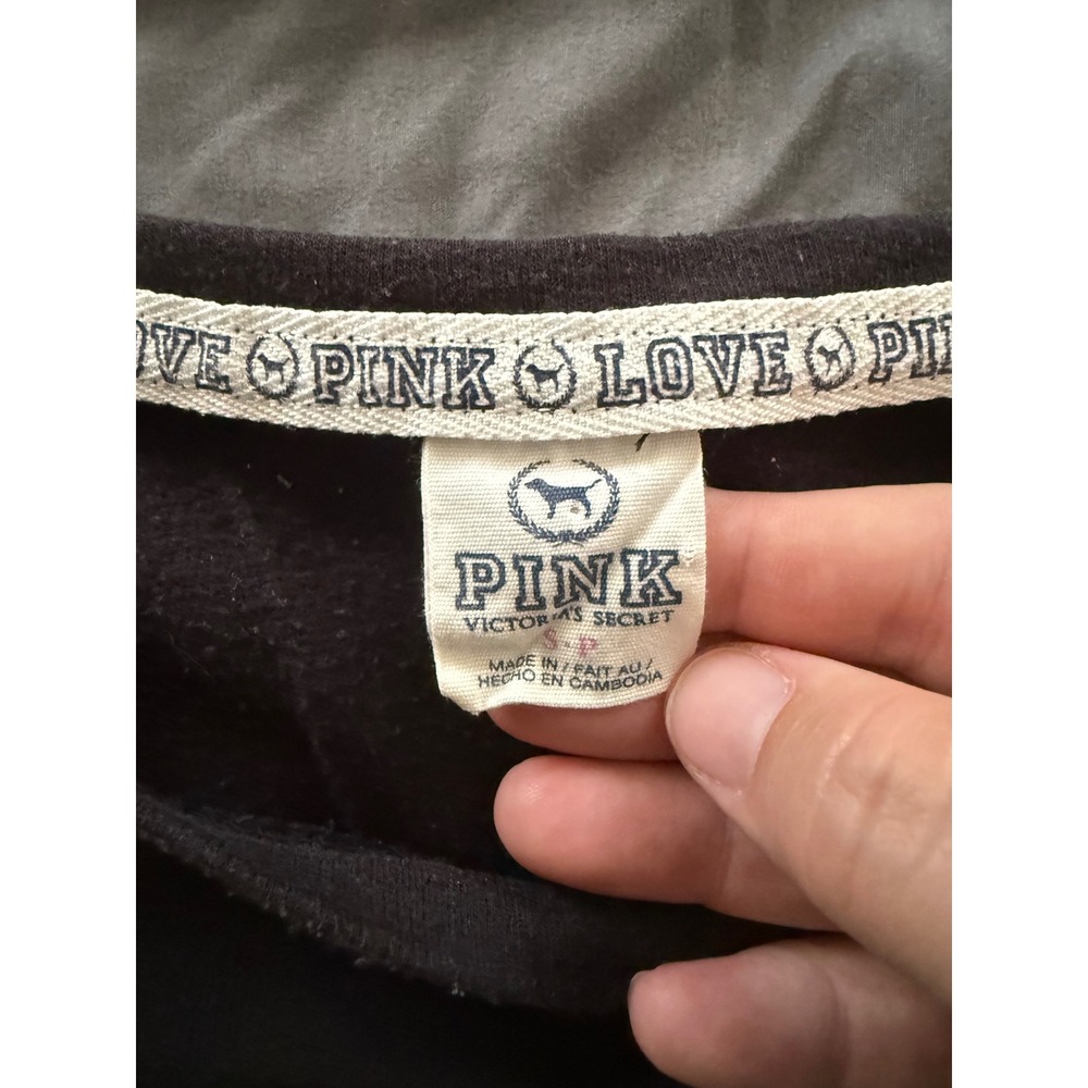 Victoria's Secret PINK Black Love Pink Graphic Sweatshirt Crew Neck Small - Picture 4 of 6